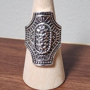 Tibetan silver chunky Gothic Cross ring size 10.5 NWT